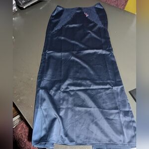 Pretty Little Things Size 8 Navy Lace High Slit Maxi Skirt NWT With Zipper